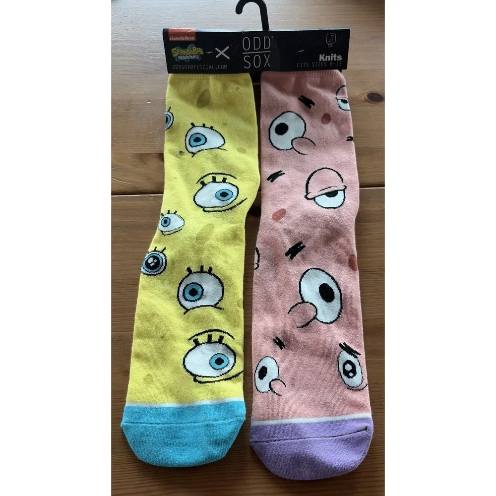 Odd Sox SpongeBob SquarePants Crew Socks Patrick Faces Novelty NWT